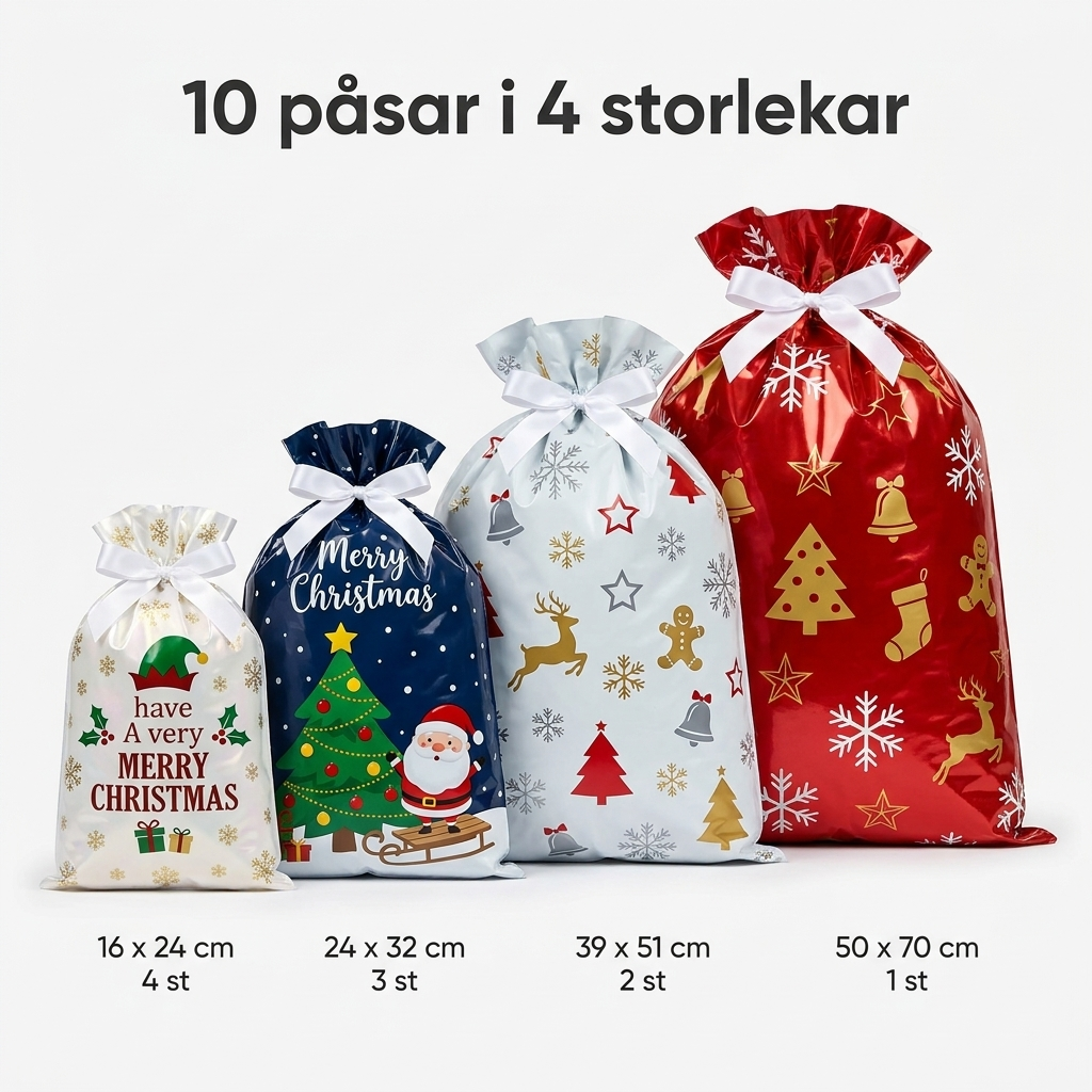10 påsar i 4 storlekar
